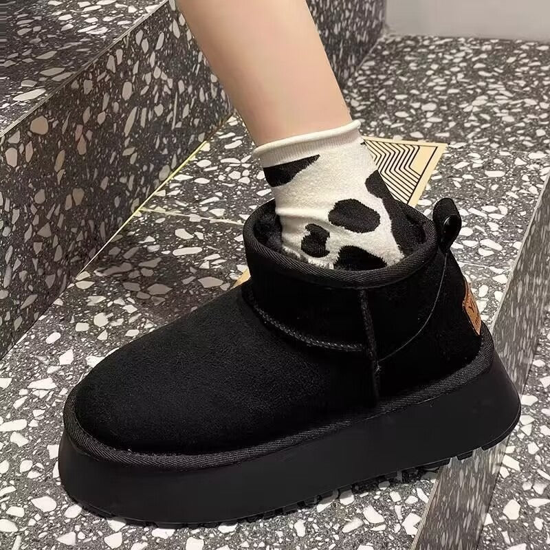 Thick soled snow boots for women, new winter women's shoes, cotton shoes, women's plush, thickened warmth, casual bread, cotton