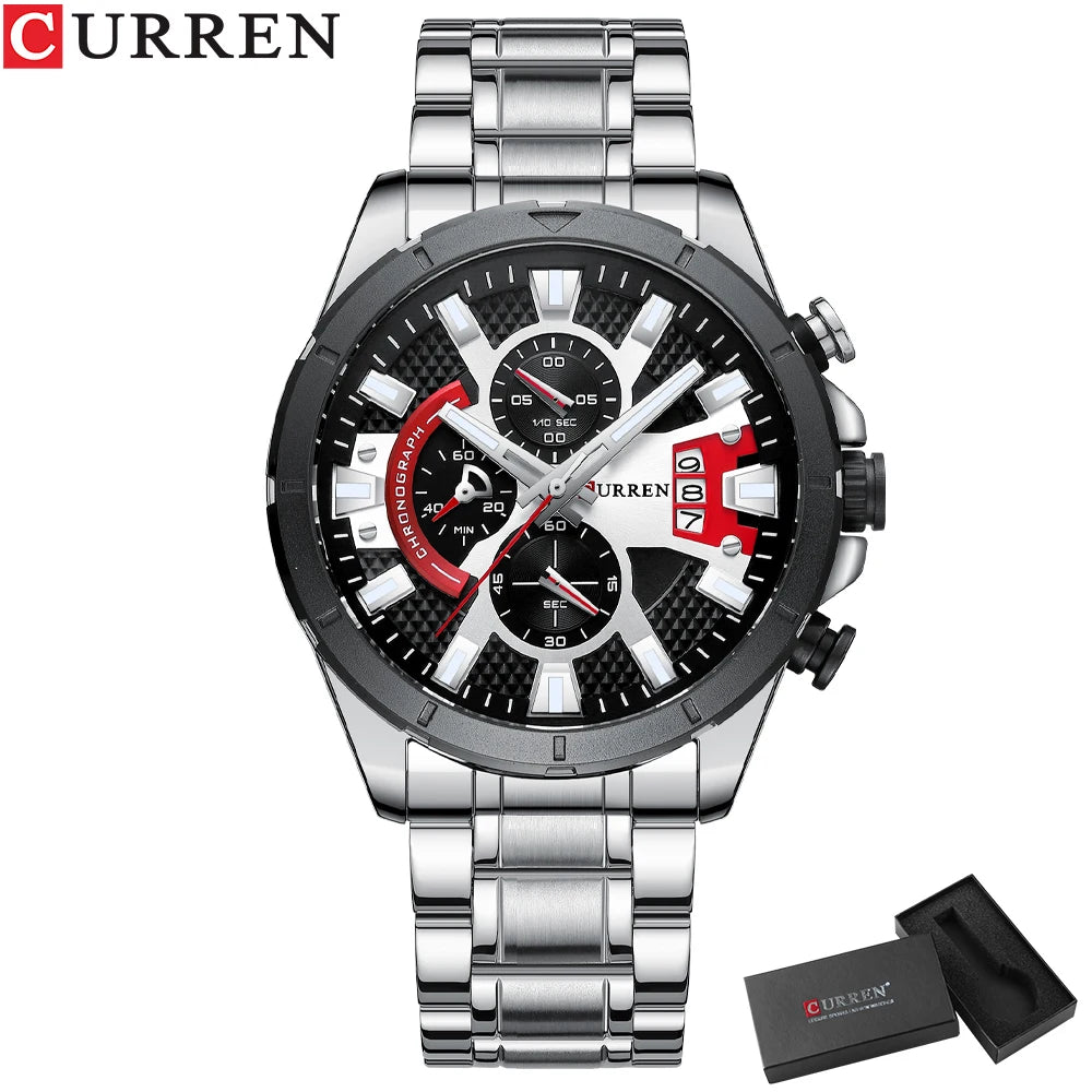 CURREN Watches Mens Top Brand Luxury Casual Steel Quartz Business Clock Male Sport Waterproof Date Chronograph reloj hombre