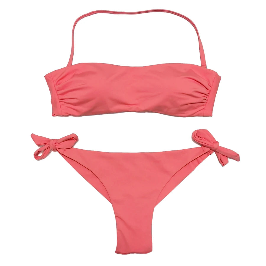 EONAR Bikini 2025 Solid Women Swimsuit Brazilian Cut Bottom Bikini Set Push Up Swimwear Femme Bathing Suits Sport Beach Wear