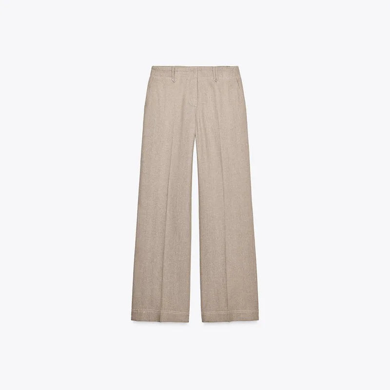 Casual Coats Pants Sets Women'S Turn-down Collar Long Sleeve Zippers Tops High Waist Trousers 2026 Spring New Lady Chic Suit