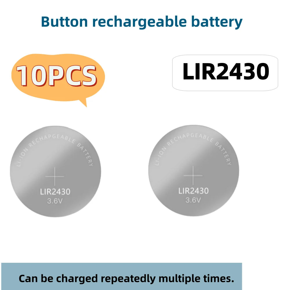 2PCS LIR2032 LIR2025 LIR2016 LIR2430 LIR2450 Rechargeable Battery CR2032 CR2025 CR2016 CR2430 CR2450 for watches