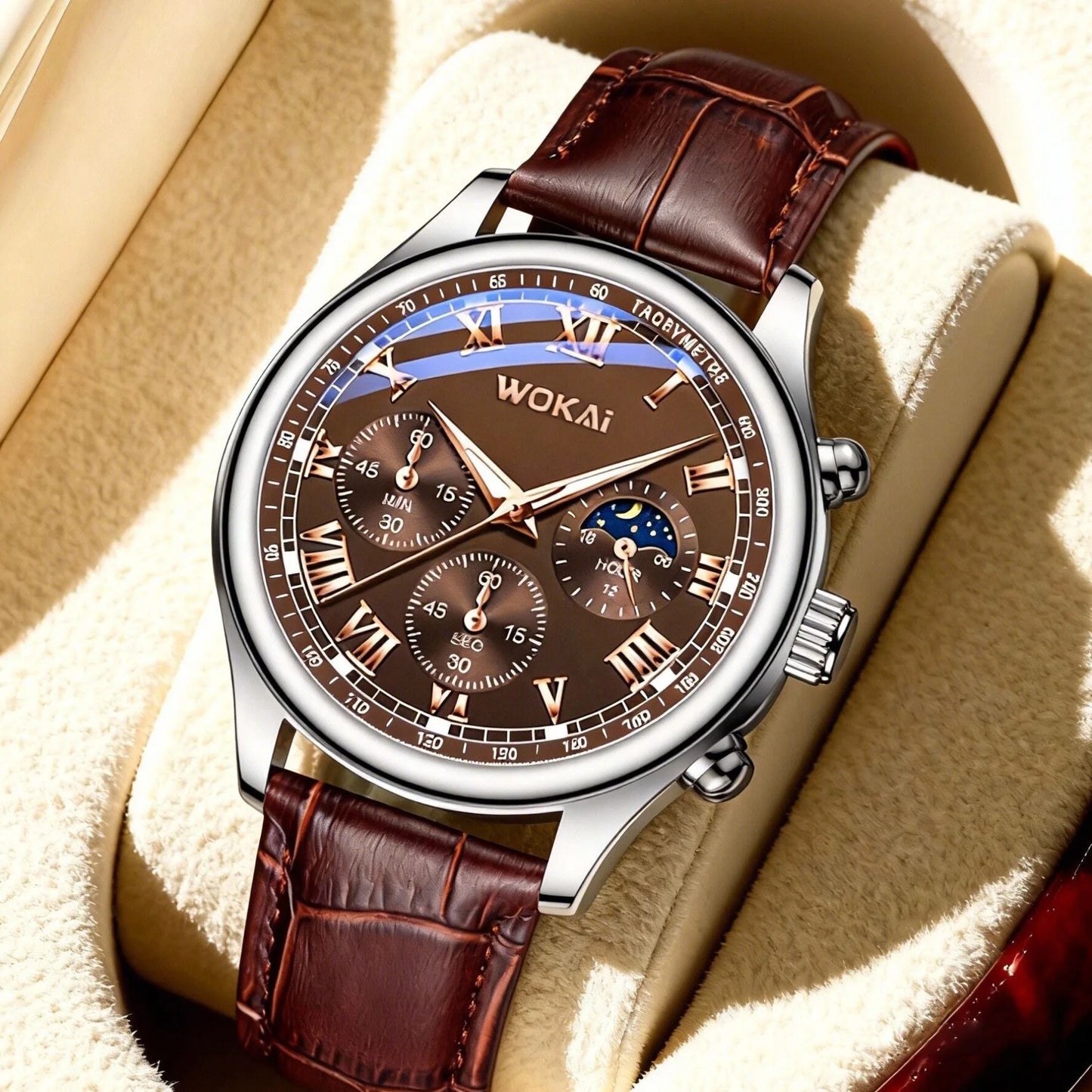Luxury Men Business Watches Fashion Leather Strap Round Dial Male's Analog Quartz Wristwatch Reloj Hombre(Without Box)