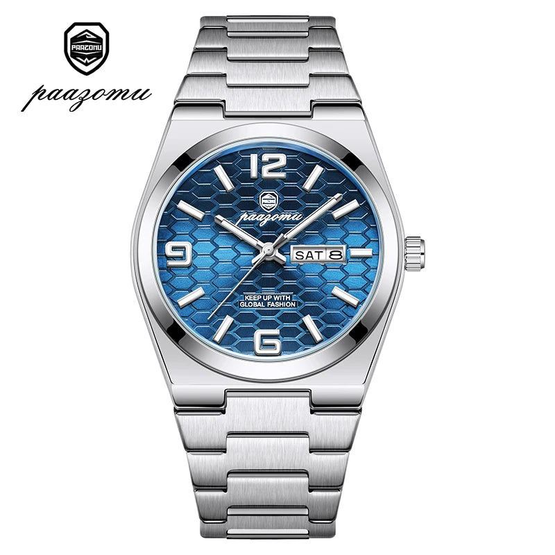 PAAZOMU Casual Man Watch Fashion Exquisite Men Wristwatches Waterproof Luminous Date Stainless Steel Quartz Men's Watches Reloj