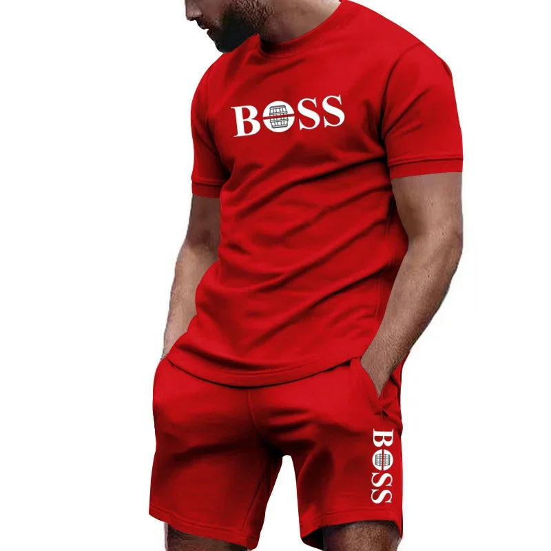 Men's two-piece sportswear short-sleeved T-shirt and pants set running and fitness sportswear summer 2025 big discount