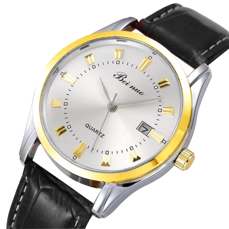 Fashion Gold Watch for Men Casual Men Business Watches Luxury Round Quartz Wristwatch Man Waterproof Watch Gifts for men