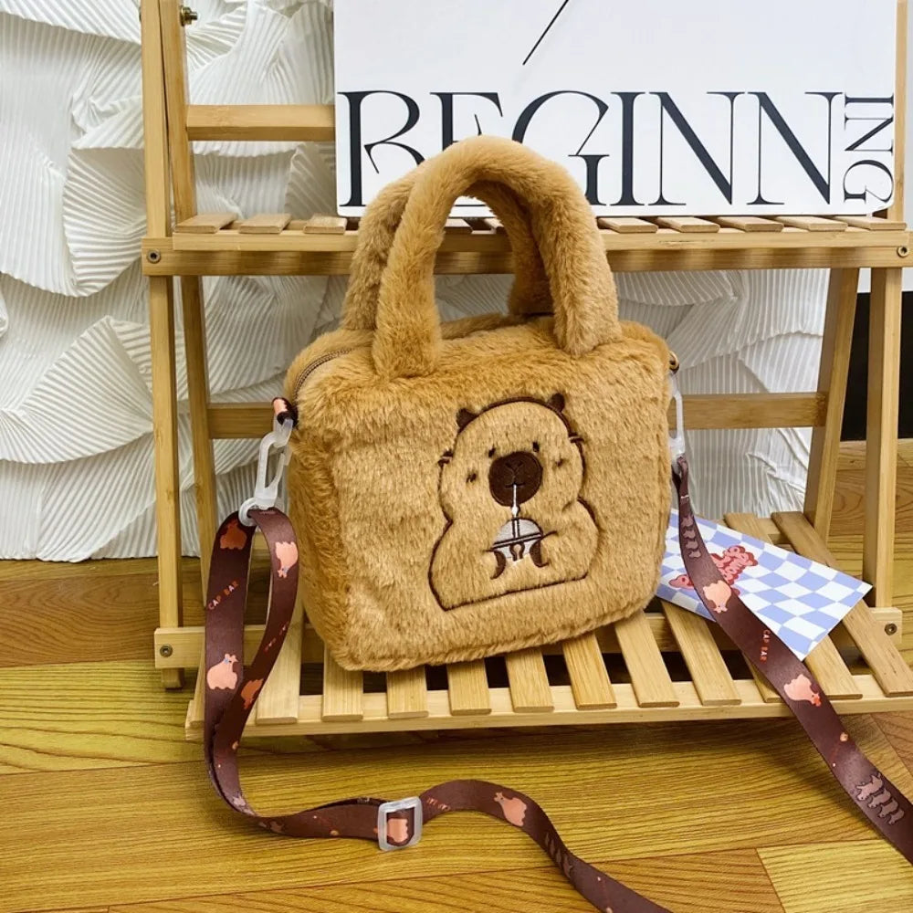 Animal Capybara Plush Handbag Cartoon Cartoon Shoulder Bag Couple