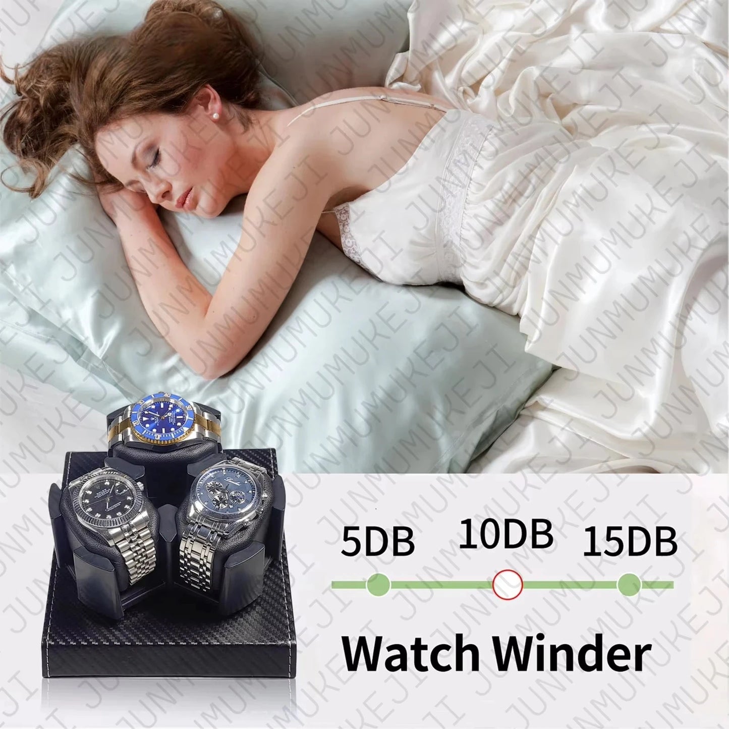 Watch Winder for Automatic Watches Box 3 Watches PU Leather Rotating Storage Display Automatic Winding Universal USB Power 5V1A