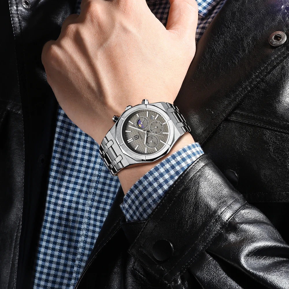 QINGXIYA Luxury Chronograph Quartz Watch Men Sport Military Watch For Men Waterproof Luminous Date Stainless Steel Men's Watches