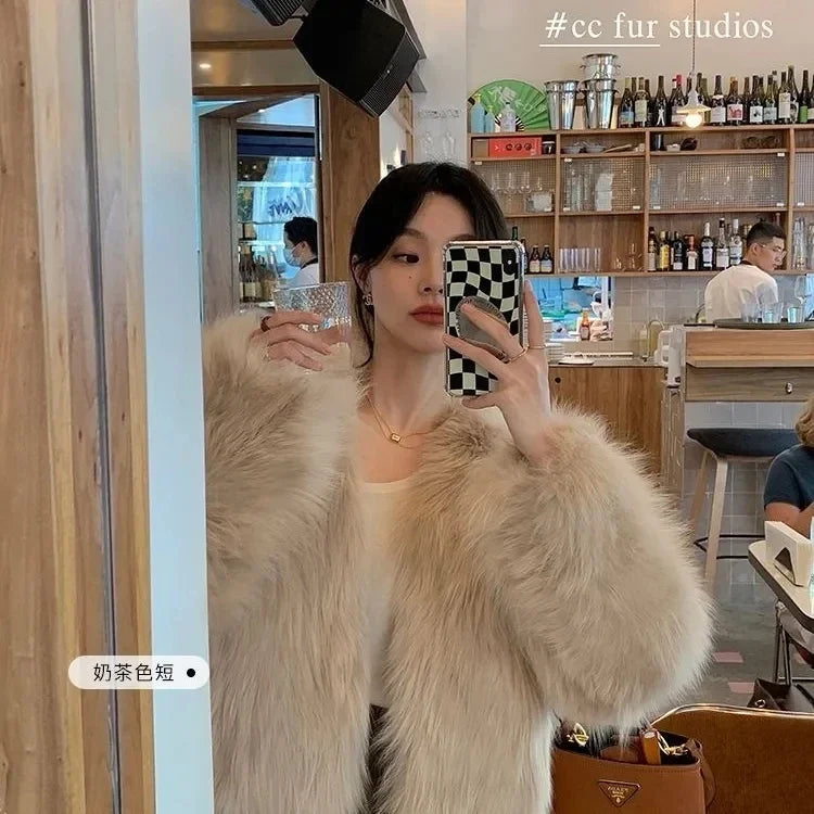 Faux Fur Coat Womens Clothing 2026 New Fashion Casual Imitation Fox Fur Coat Female Short Loose Comfortable Winter Jacket