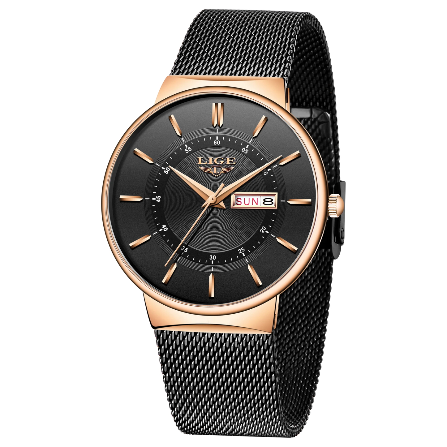 LIGE Mens Watches Top Brand Luxury Waterproof Ultra Thin Date Clock Male Steel Strap Casual Quartz Watch Men Sports Wrist Watch