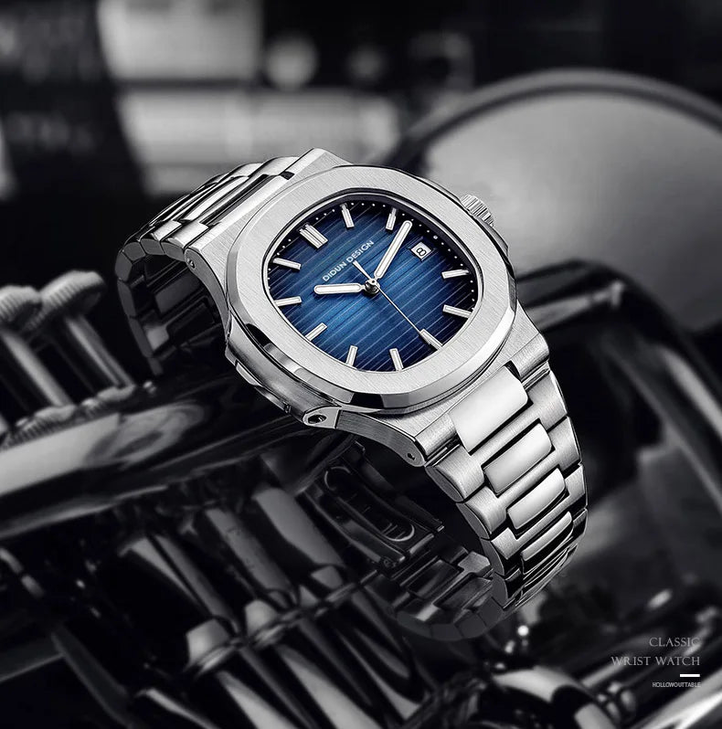 DIUDN DESIGN Men Luxury Watches Top Brand JAPAN Quartz Wristwatch Sport Business Stainless Steel Waterproof CLOCK reloj hombre