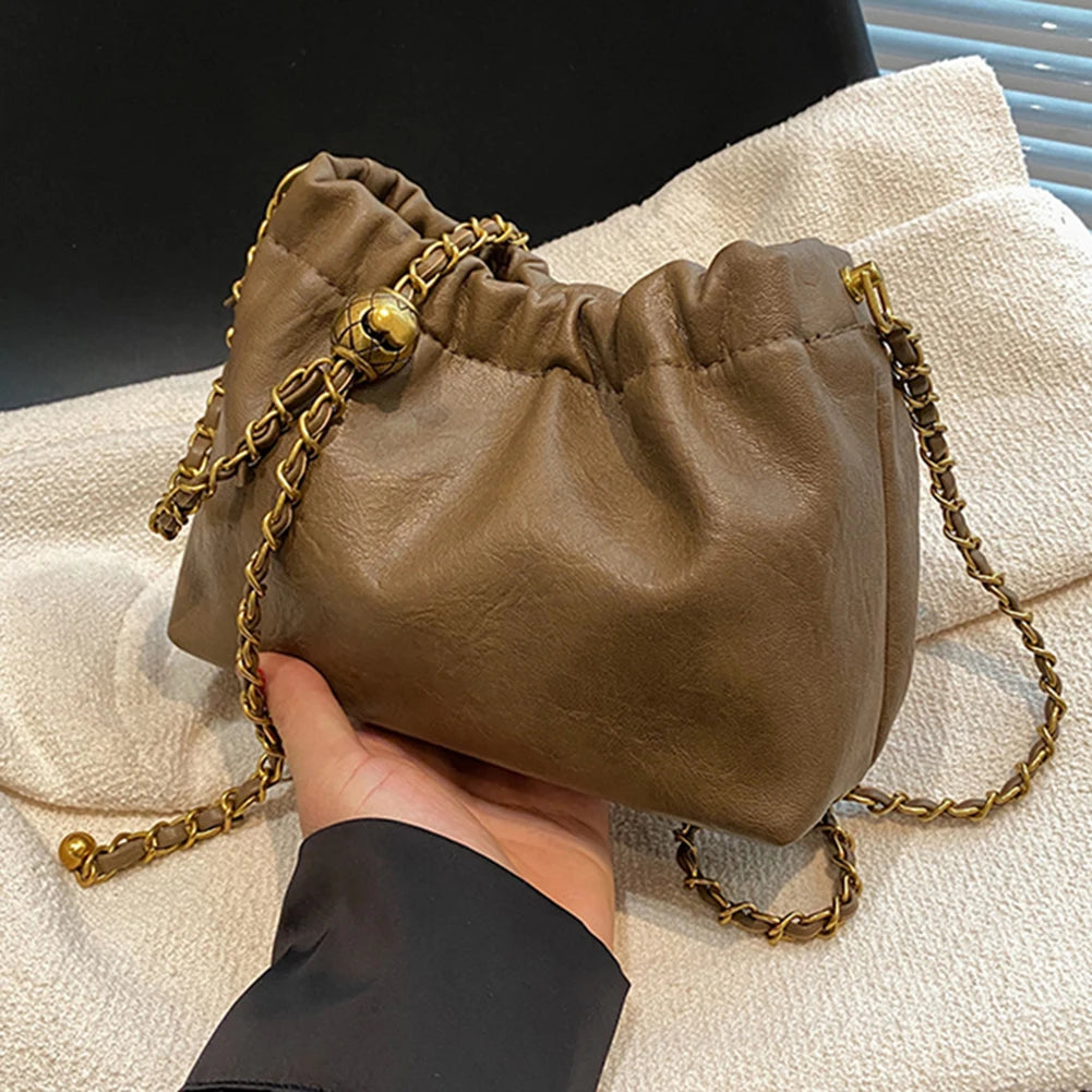 Women Crossbody Tote Bag PU Leather Pleatd Hobo Bag Versatile Messenger Bag Satchel Sling Bag Girl Stylish Purse