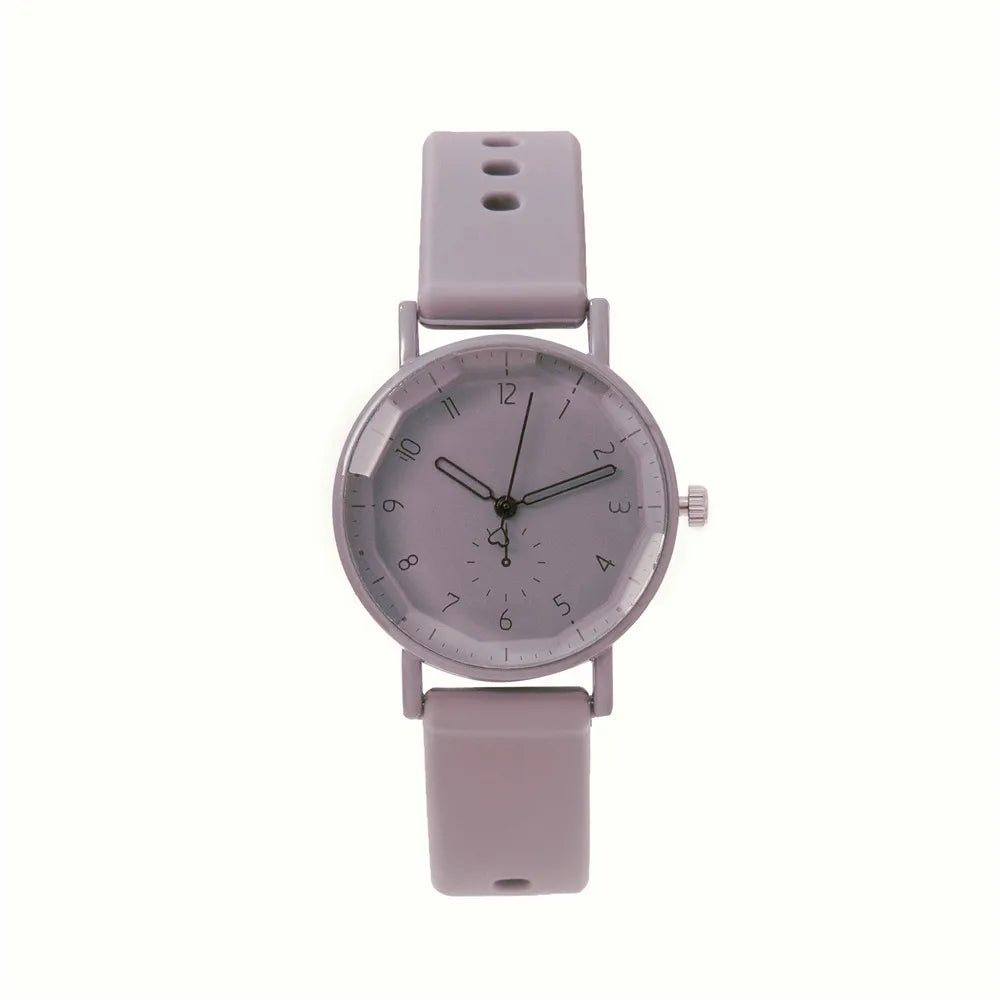 Fashion Women's Pink Minimalist Watch Silicone Strap Quartz Wristwatch Elegant Ladies Watches