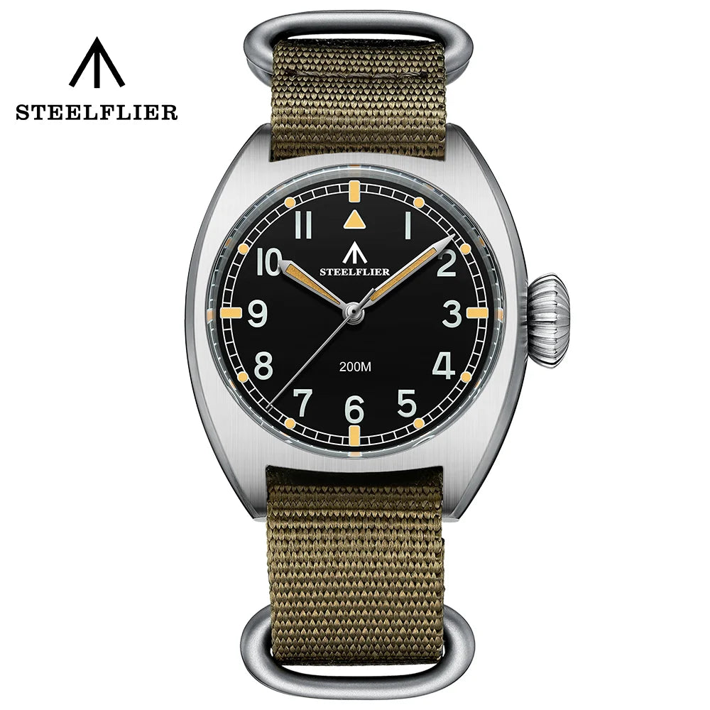 SF745 STEELFLIER Dive Wristwatch VH31 Silent Movement Super Luminous Sapphire Crystal 20Bar Waterproof Luxury 316L Steel Watches