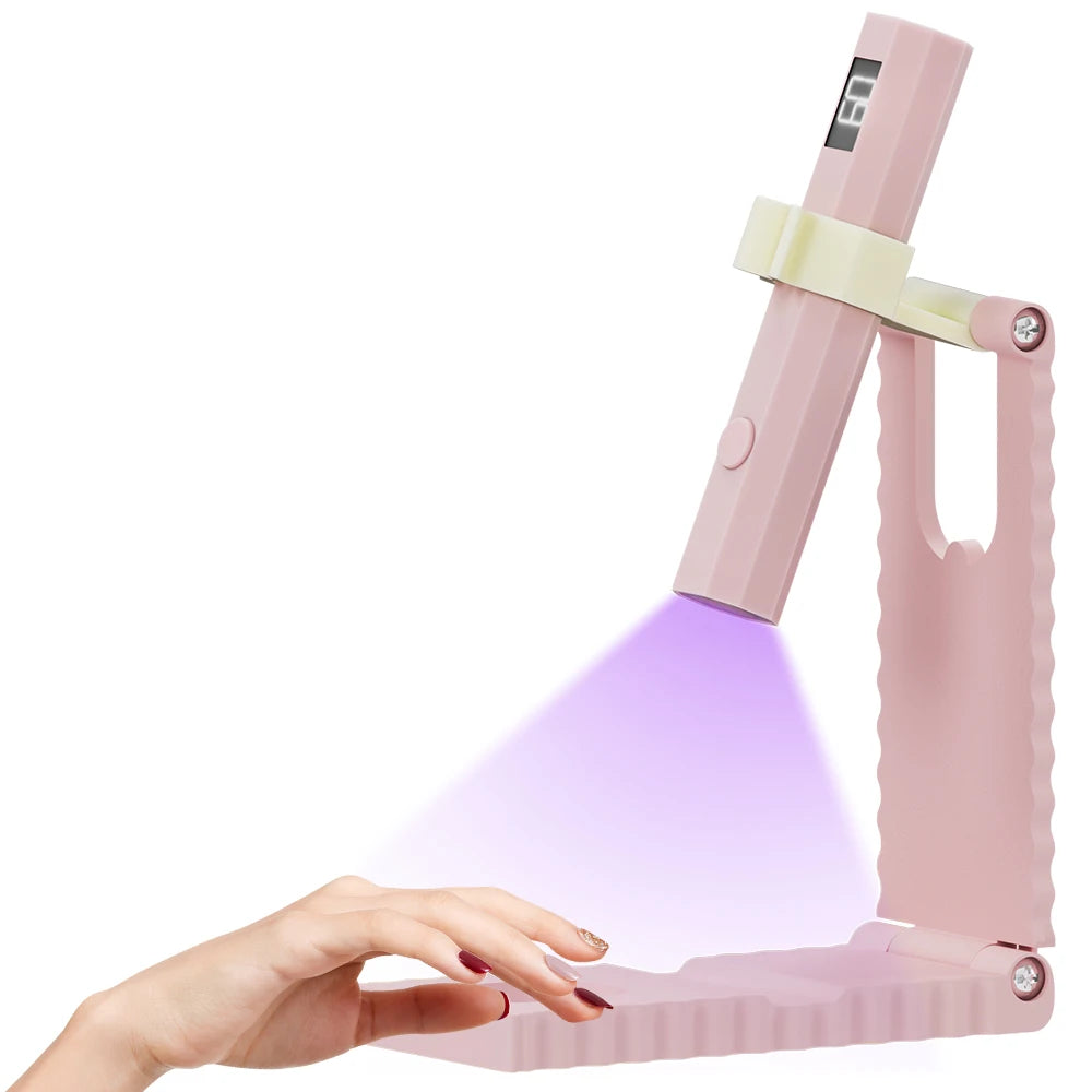 Mini UV Nail Light - Timers & Adjustable Stand, Handheld Nail Lamp for Gel Nails, Rechargeable Nail Dryer Flash Curing for Glue