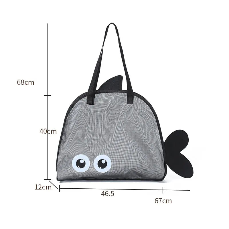 Cute Large Capacity Storage Bag Portable Foldable Mesh Sand Digging Toy Organizer Pouch for Beach Travel Outdoor Sports