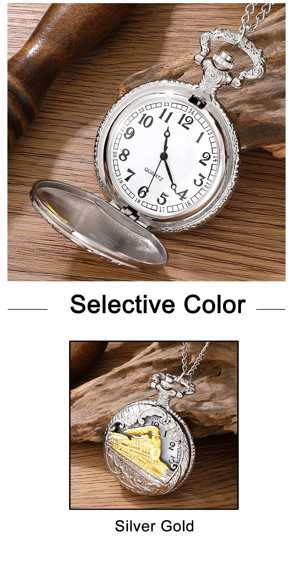 Antique Steam Train Design Pocket Watch with Chain Necklace Vintage Quartz Pendant Watches Clock Chain Mens Women