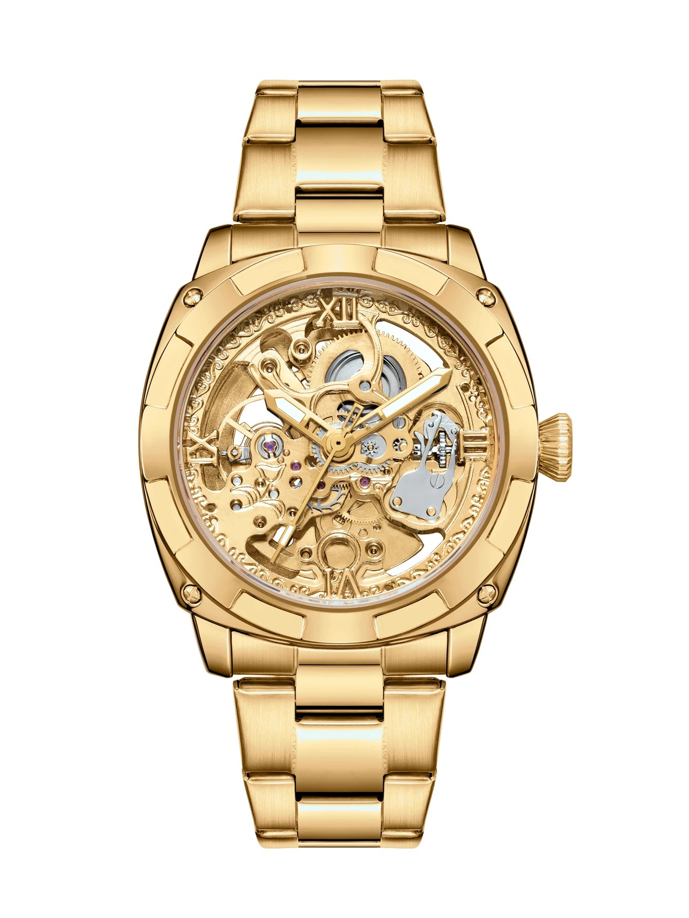 Men automatic watch luxury mechanical watches waterproof skeleton wholesale stainless steel gift watch