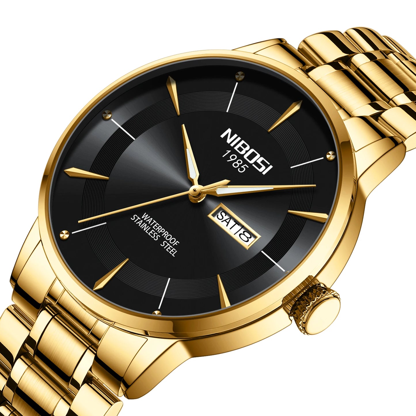 NIBOSI New Mens Watches Week Date Business Analog Quartz Dress Watches for Men Stainless Steel Waterproof Luminous Men Watches