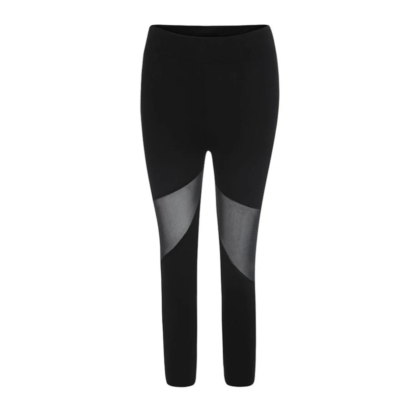 Black Patchwork Mesh Leggings Women's Jeggings Legins Women Leggins Sports Elastic Capri Pant Women Fitness Yoga Pants