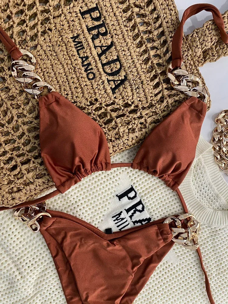 RUOTONGSEPT New Sexy Bikini 2023 Triangle Bathing Suit for Women Brazilian Bikini Set 2-piece Halter Swimwear Push Up Swimsuit