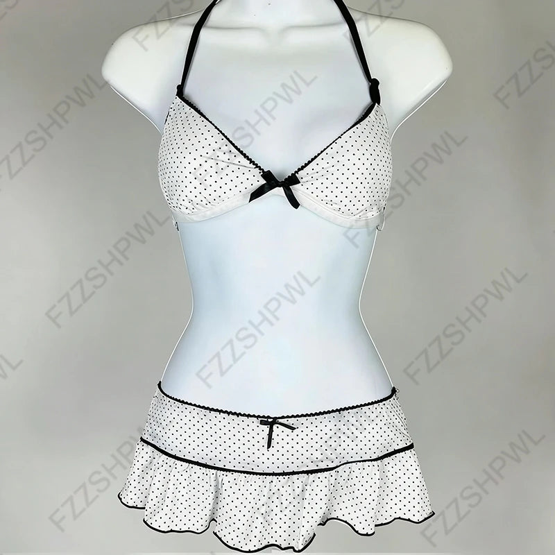 2 Piece Women's Summer Beach Bikini Set Sexy Slim Chic Floral Print Halter Neck Swimsuit Set 2000s Aesthetics Hottie Streetwear