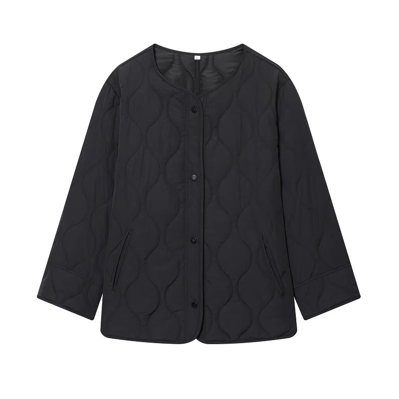 MUJER Black Quilted Jacket Women Padded Demi-season Jackets for Women Long Sleeve Winter Coat Female Outerwears Women's Jacket