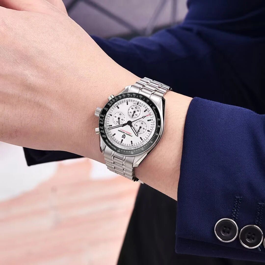 PAGANI DESIGN 2026 New Moon Watch Retro Quartz Watches For Men Stainless steel Luminous waterproof Luxury Sport Chronograph Man