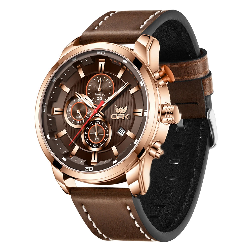 OPK 6083 Men's Quartz Watch Leathar Strap Luxury Luminous 30m Waterproof Modern Business Watches For Men