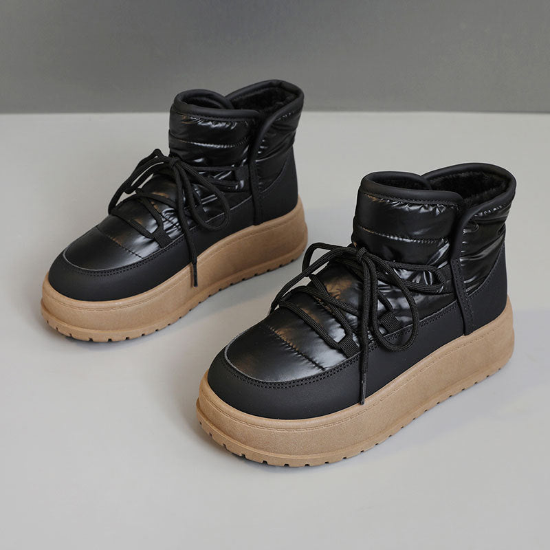 Women's Shoes New Winter Warm Fleece Lined High Top Thick Sole Elevated Cotton Shoes