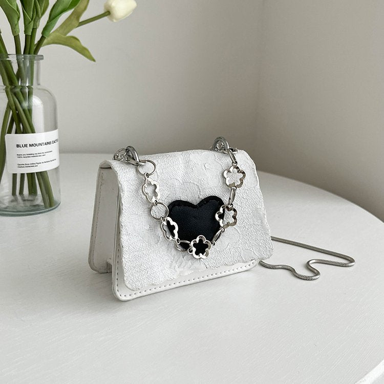 Summer Texture Small Bag Women's New Trendy Simple Love Messenger Bag Fashion Mini Bag Small Square Bag