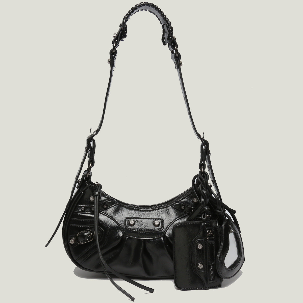 New Heavy Industry Rivet Motorcycle Bag 3 In 1 Crescent Bag With The Same Armpit Bag Shoulder Messenger Bag