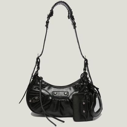 New Heavy Industry Rivet Motorcycle Bag 3 In 1 Crescent Bag With The Same Armpit Bag Shoulder Messenger Bag
