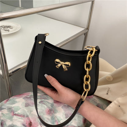 Texture Ladies Messenger Bag Women's New Trendy Bow Girl Small Square Bag Western Style Shoulder Bag