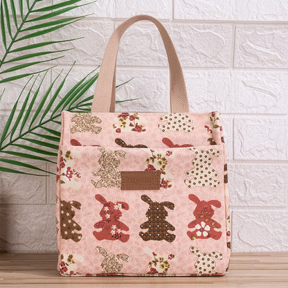 Lunch box bag with aluminum foil thickened lunch bag for work, Japanese handbag, canvas handbag, insulated bag