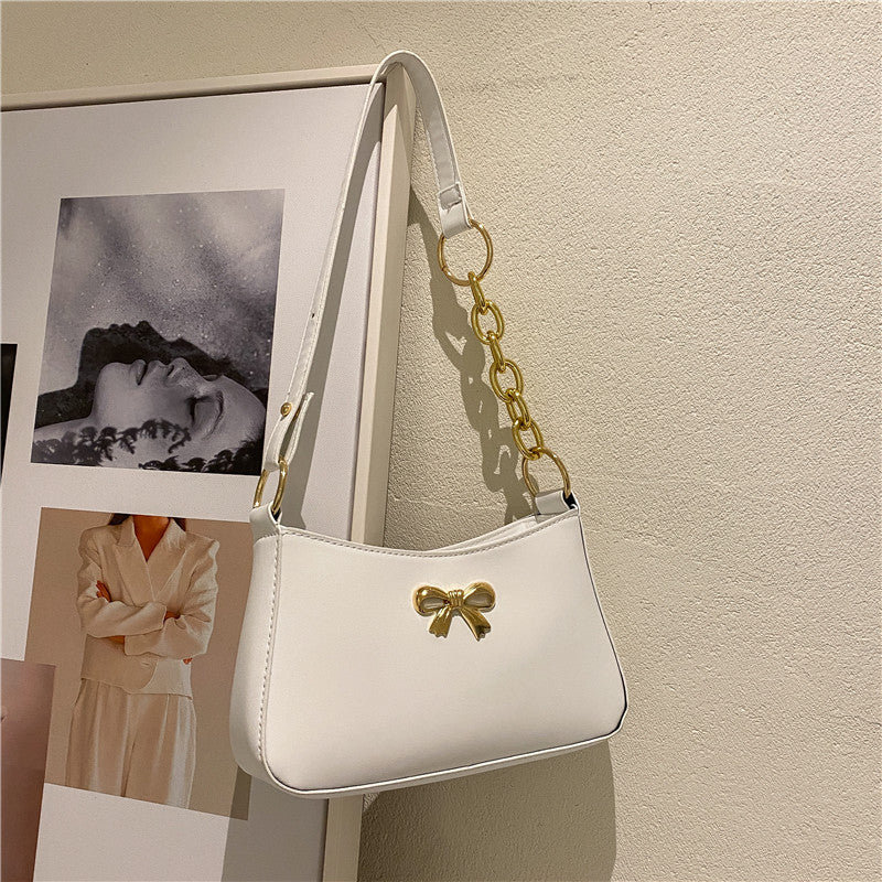 Texture Ladies Messenger Bag Women's New Trendy Bow Girl Small Square Bag Western Style Shoulder Bag