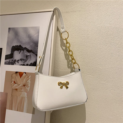 Texture Ladies Messenger Bag Women's New Trendy Bow Girl Small Square Bag Western Style Shoulder Bag