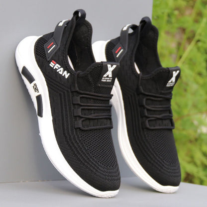 New breathable mesh shoes, trendy and versatile men's small white shoes, casual and lightweight soft soled sports shoes