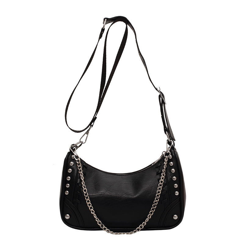 Chain Motorcycle Bag New Retro Shoulder Bag Pu Women's Bag Large Capacity Messenger Bag