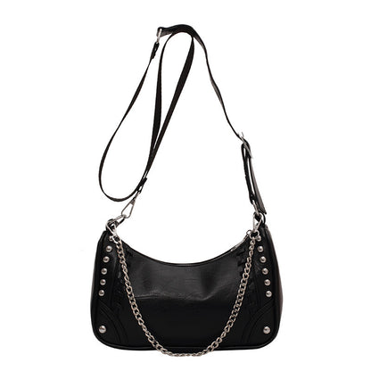 Chain Motorcycle Bag New Retro Shoulder Bag Pu Women's Bag Large Capacity Messenger Bag