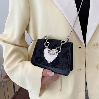 Summer Texture Small Bag Women's New Trendy Simple Love Messenger Bag Fashion Mini Bag Small Square Bag