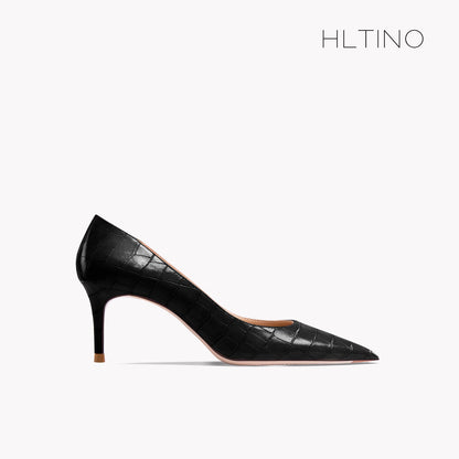 Early Autumn New Pointy High Heel Shoes Women's Thin Heel Shallow Patent Leather Single Shoes French Texture Large Green Shoes