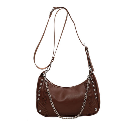 Chain Motorcycle Bag New Retro Shoulder Bag Pu Women's Bag Large Capacity Messenger Bag