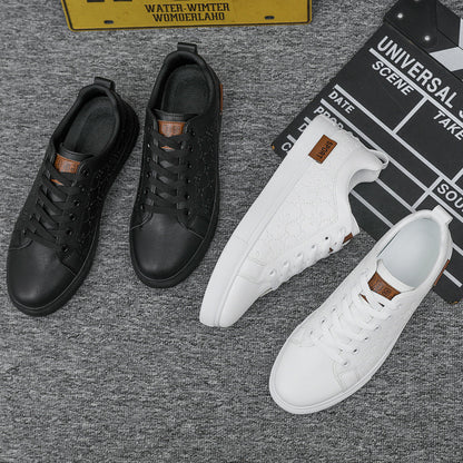 New round headed youth trendy black casual shoes for men