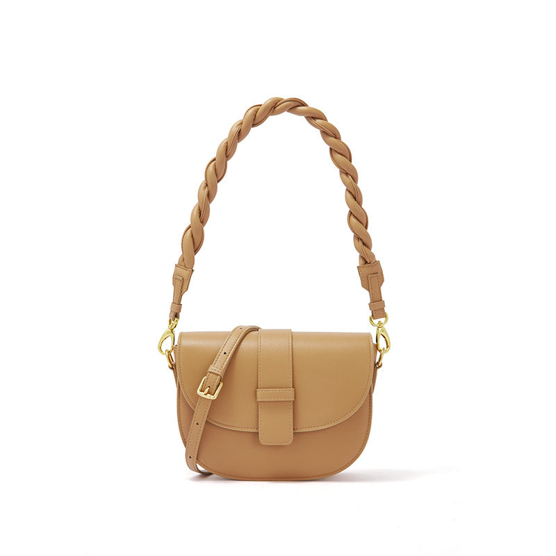 Women's new trend semi-circle leather bag underarm small round bag shoulder messenger bag
