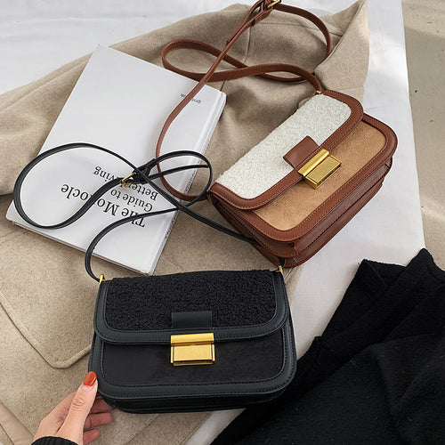 Fashion Ladies Small Square Bag New Simple Bag Female Trend Stitching Shoulder Messenger Bag
