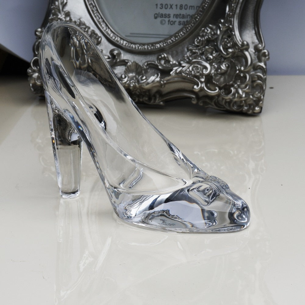 Crystal shoes glass slipper birthday gift home decor Cinderella High-heeled shoes Wedding shoes figurines miniatures ornament