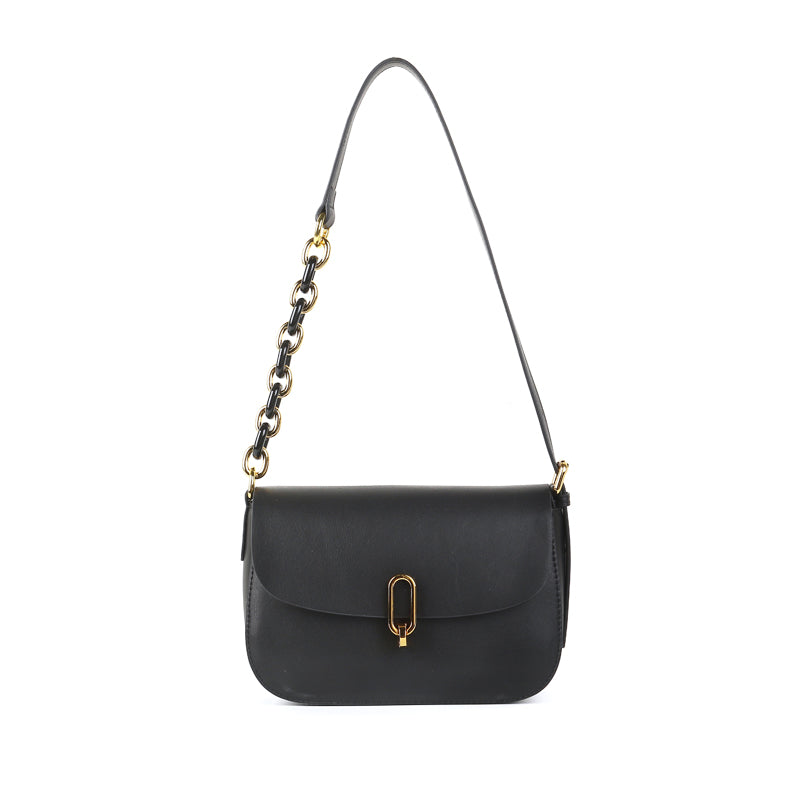 New fashion simple leather saddle bag niche lock women's bag shoulder messenger bag