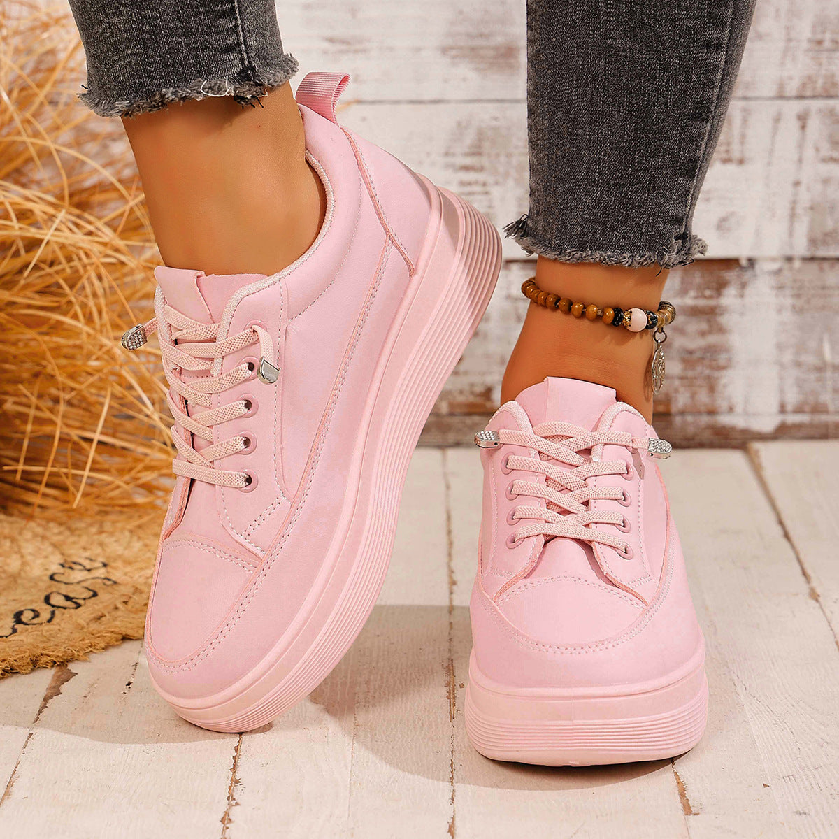 Thick soled height increasing board shoes