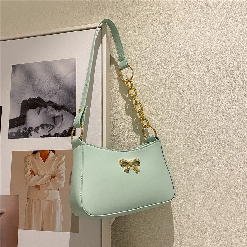 Texture Ladies Messenger Bag Women's New Trendy Bow Girl Small Square Bag Western Style Shoulder Bag